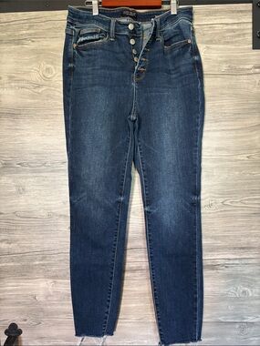 Judy Blue Indigo High-Rise Skinny Jeans with Button-Fly